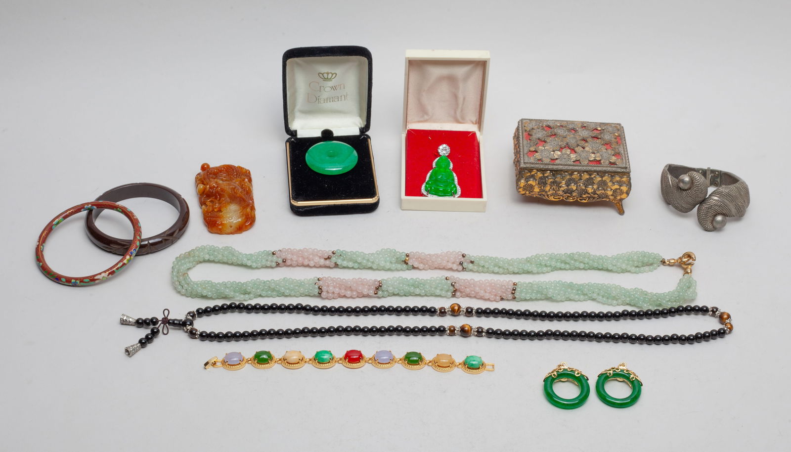 Estate Chinese Gemstone Necklace, Pendants (1 of 11)