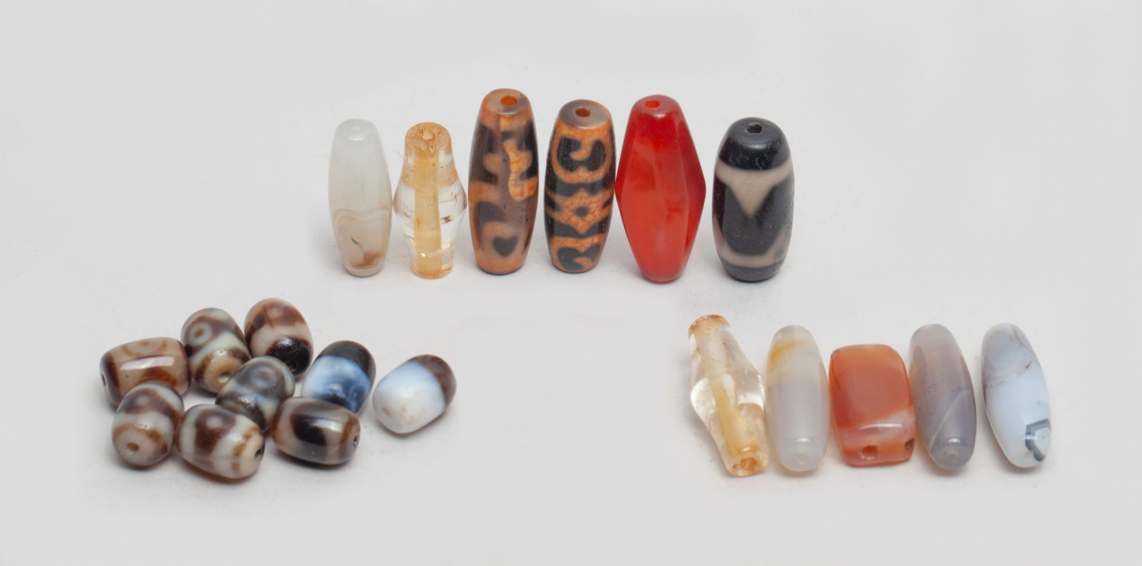 Chinese/ Tibetan Dzi, Agate & Crystal Beads (1 of 9)