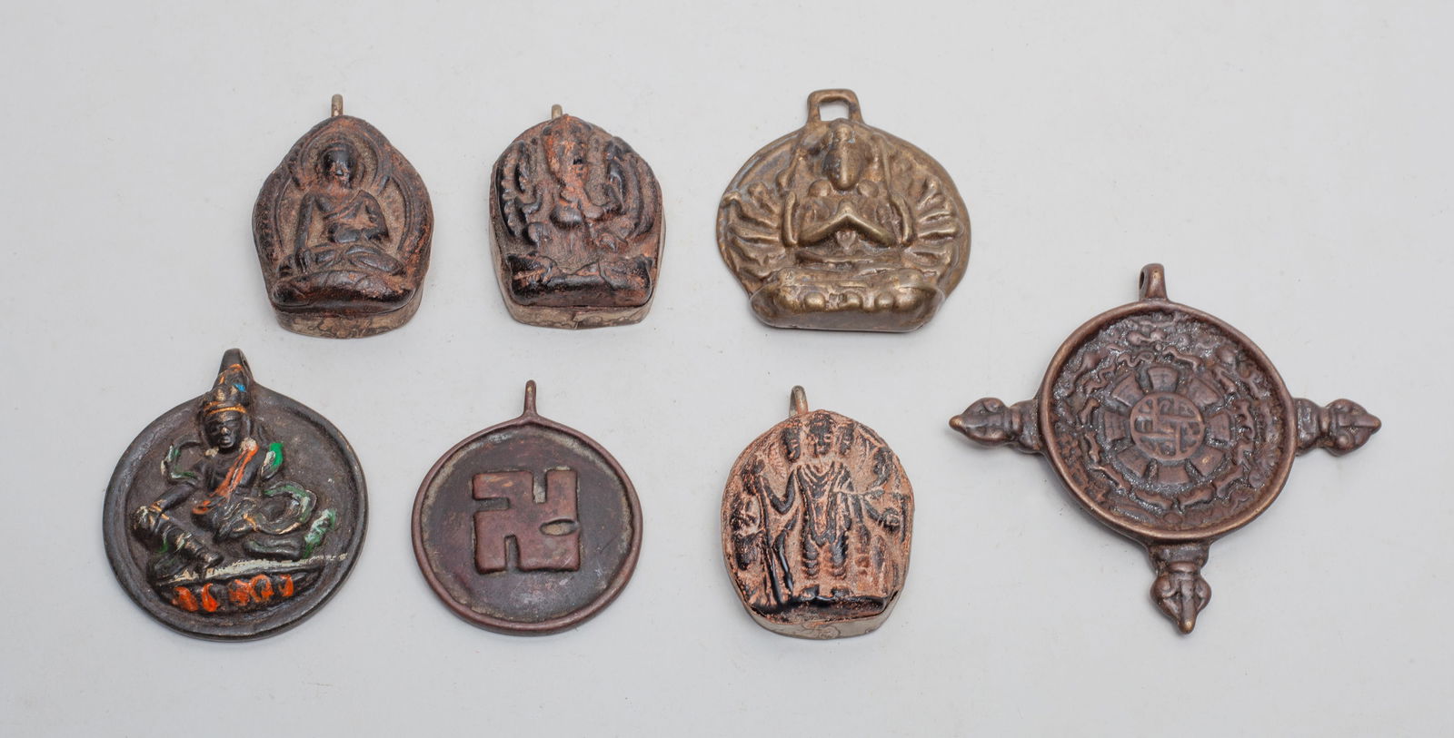 Chinese Sino-Tibetan Bronze Pendants & Clay Buddha (1 of 8)