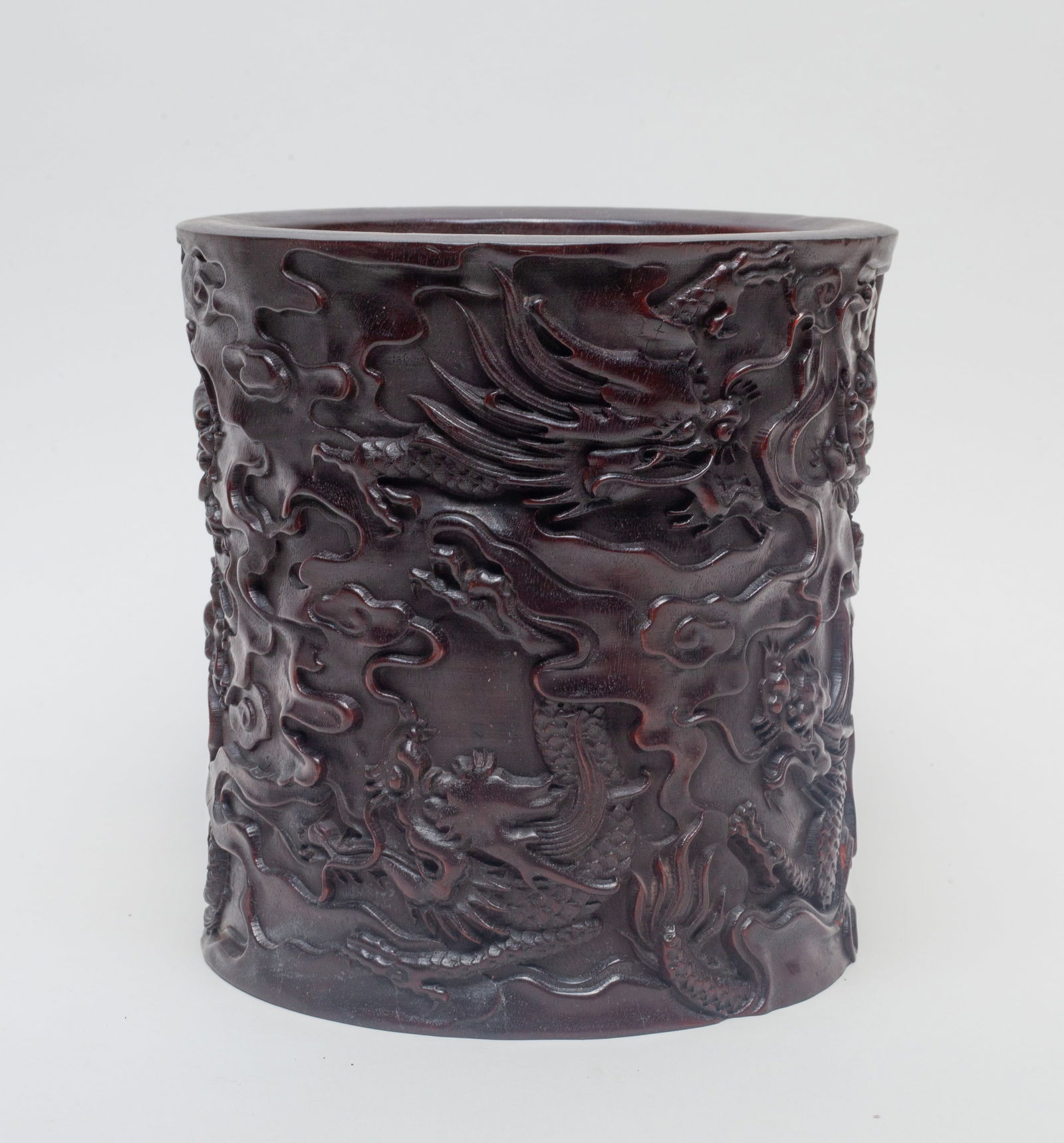 Large Chinese Hard Wood Brush Pot (1 of 9)