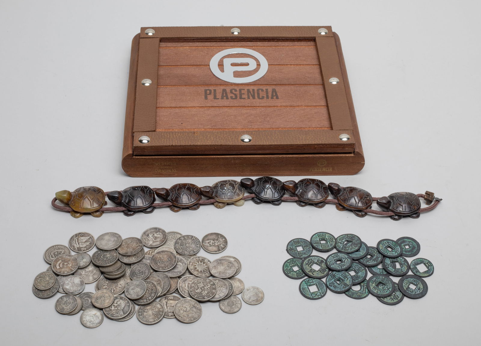 Chinese Jade/ Hard Stone Belt & Fengshui Coins (1 of 8)