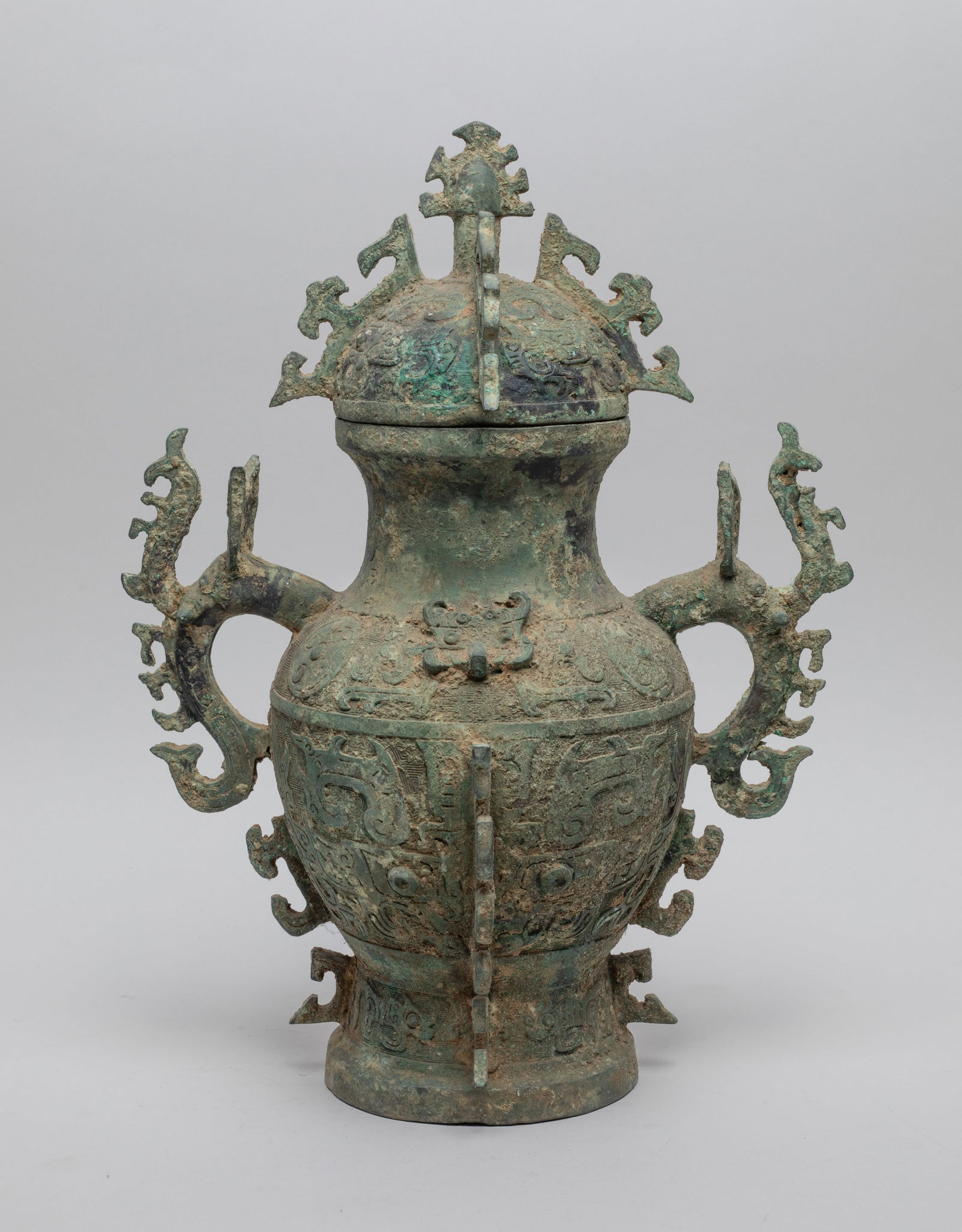 Tall Chinese Bronze Covered Vase (1 of 12)