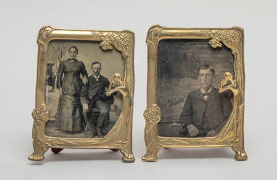 Antique Tintypes w/ Rococo Type Frame