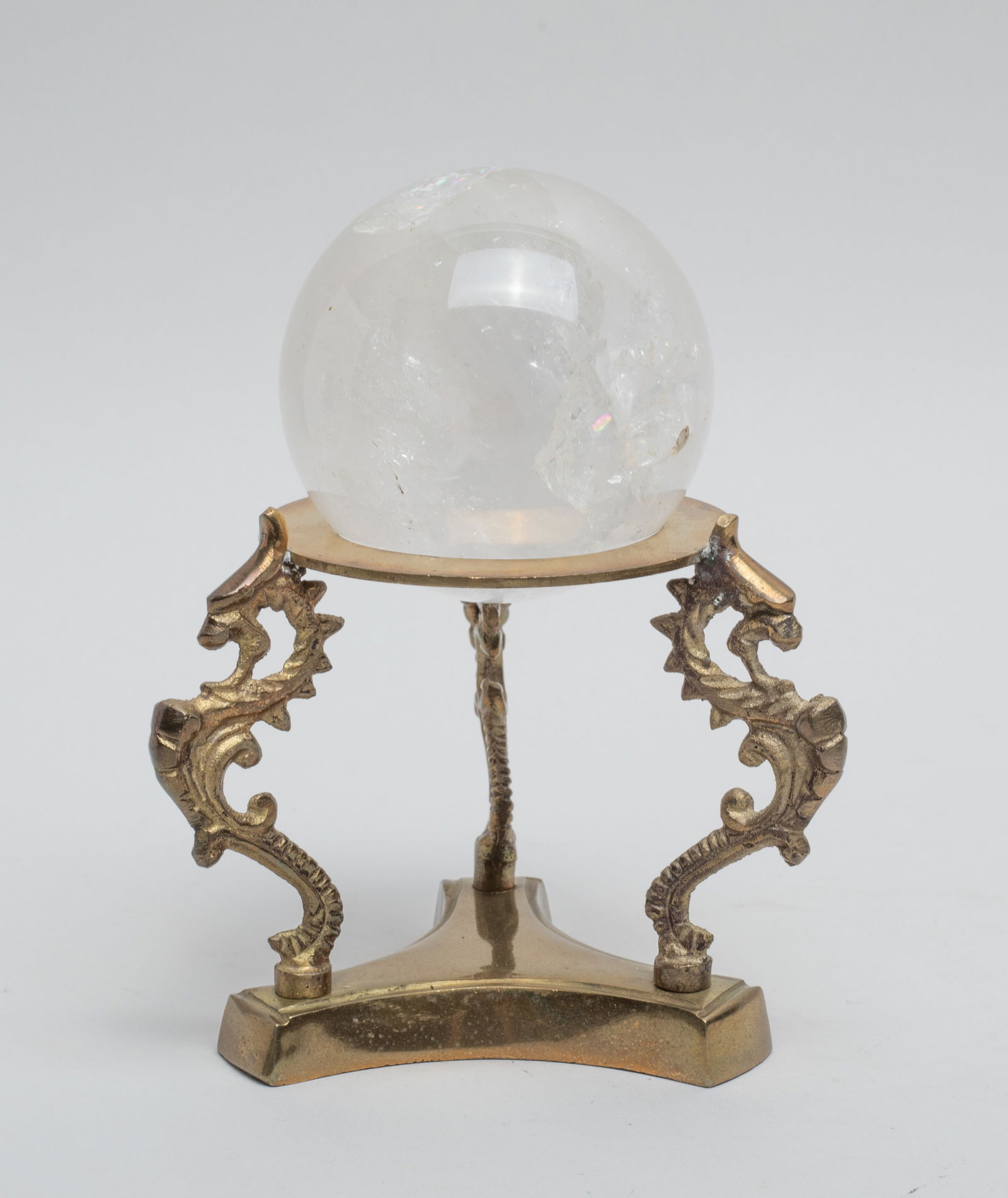 Vintage Rock Crystal Ball w/ Brass Stand (1 of 7)