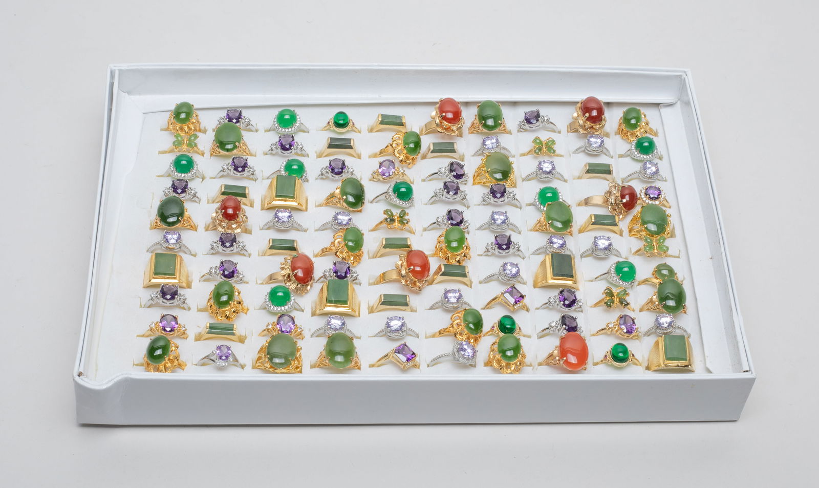 Large Set Chinese Jade/ Gemstone Rings (1 of 12)