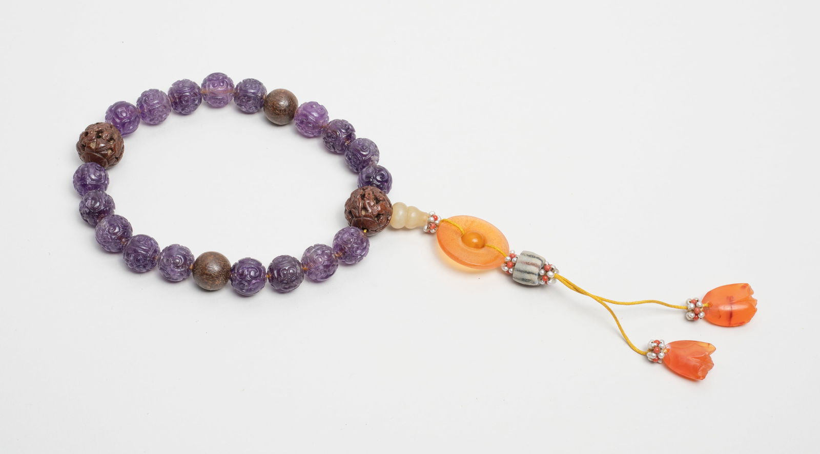 Chinese Amethyst & Cameo Agate Prayer Beads (1 of 12)