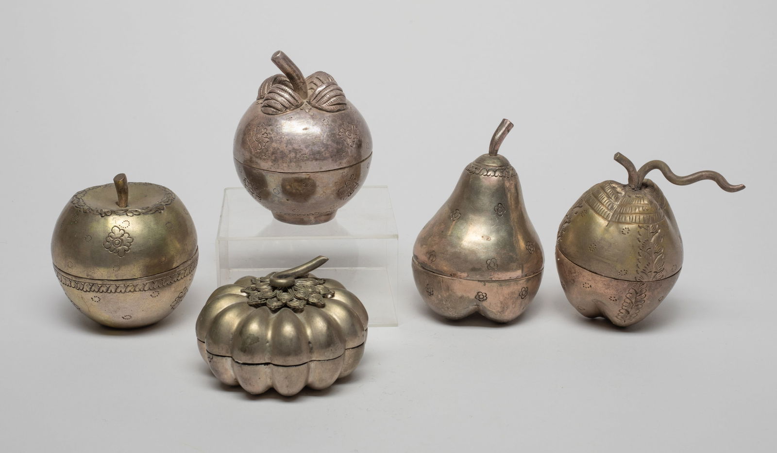 Cambodian T90 Marked Silver Tone Nuts Boxes (1 of 11)