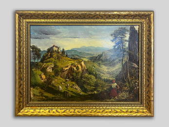 Vintage Oil Painting, The Path by The Castle