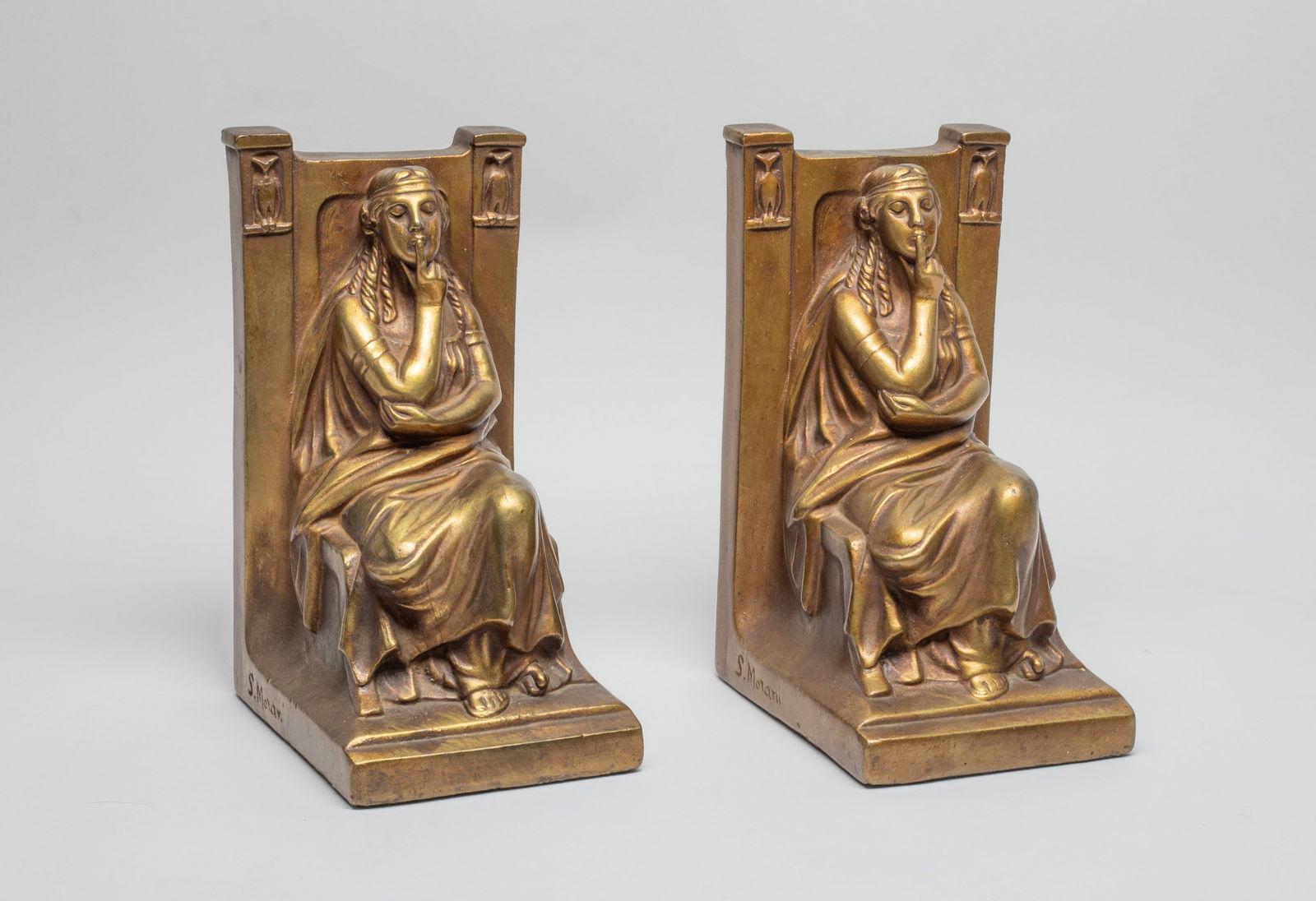 Pair Painted Bronze Bookends Armor Co. (1 of 10)
