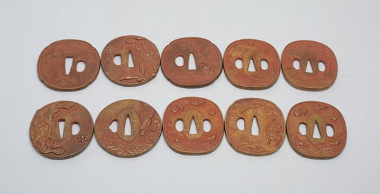 Large Set Japanese Bronze Tsuba