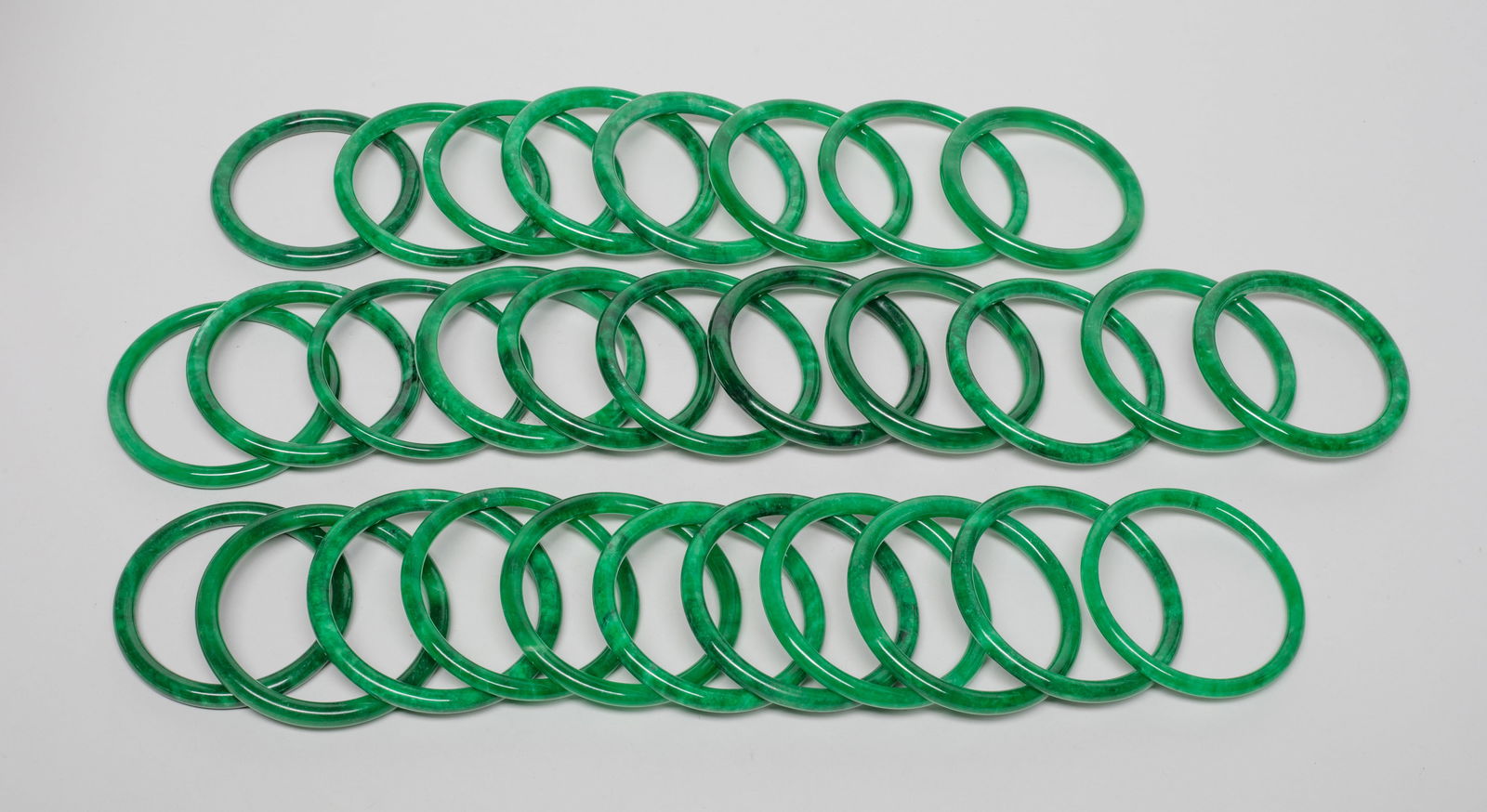 Estate Large Set Chinese Colored Stone Bangles (1 of 9)