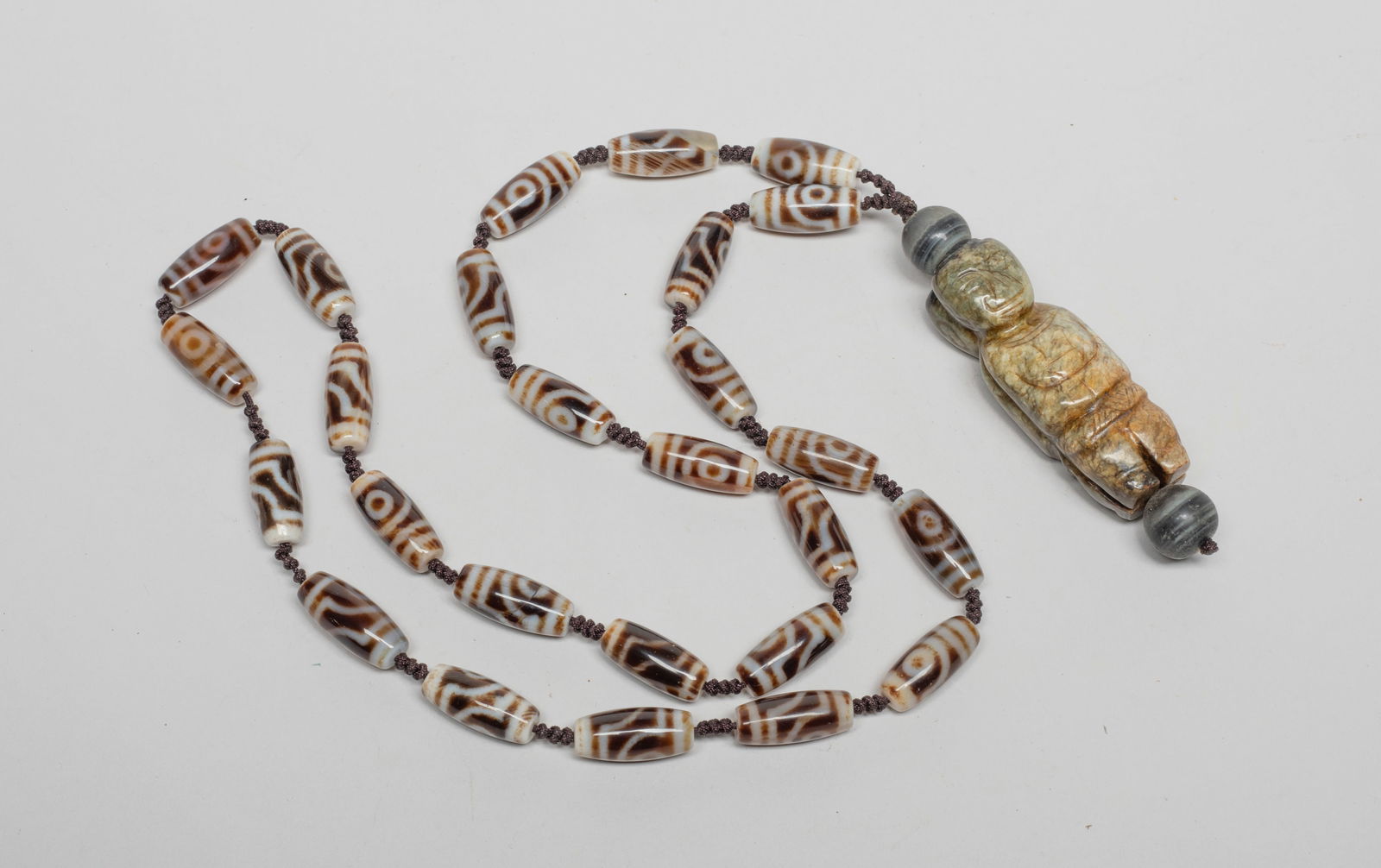 Chinese Export Jade & Dzi Beads Necklace (1 of 11)