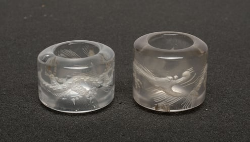 Two Chinese Rock Crystal Thumb Rings