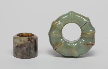 Two Chinese Jade Carved Thumb Rings