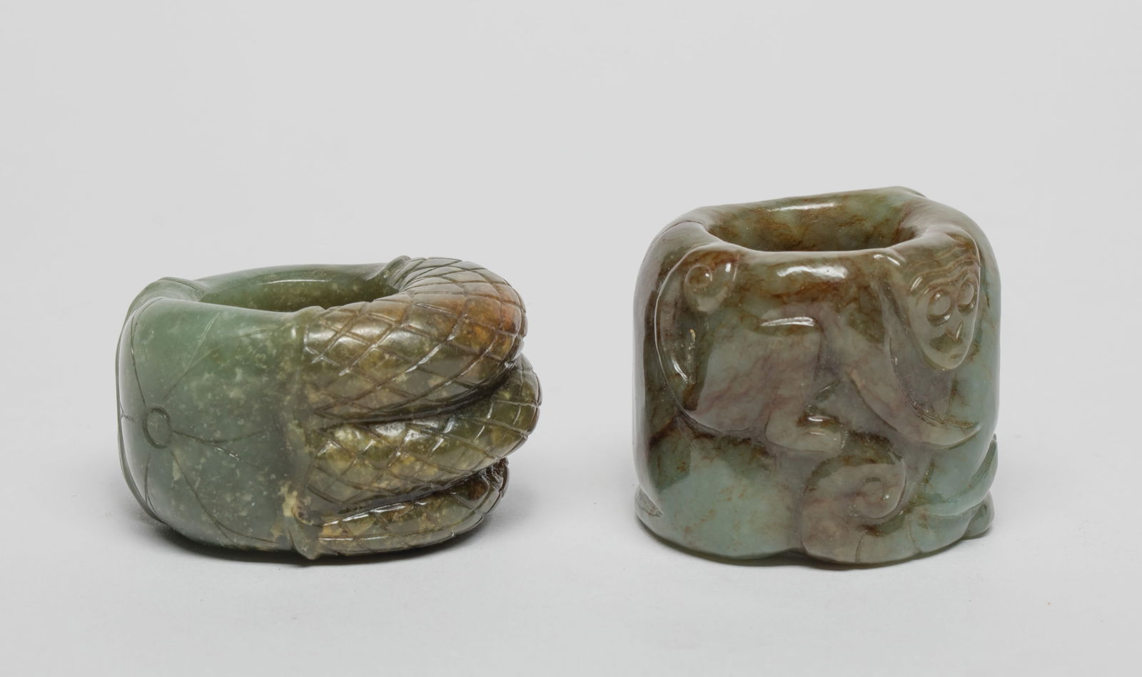 Two Chinese Jade Carved Thumb Rings (1 of 11)