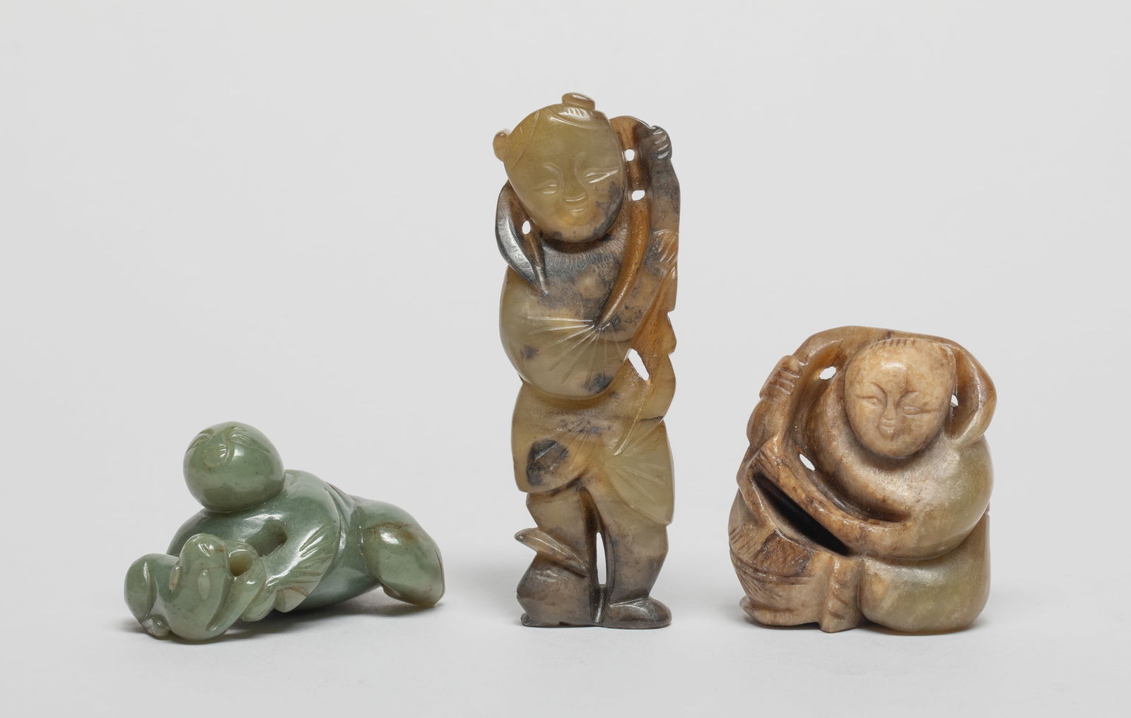 Three Chinese Jade/ Hard Stone Boy Carvings (1 of 13)