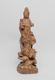 Tall Chinese Export Agarwood Carved Kuanyin
