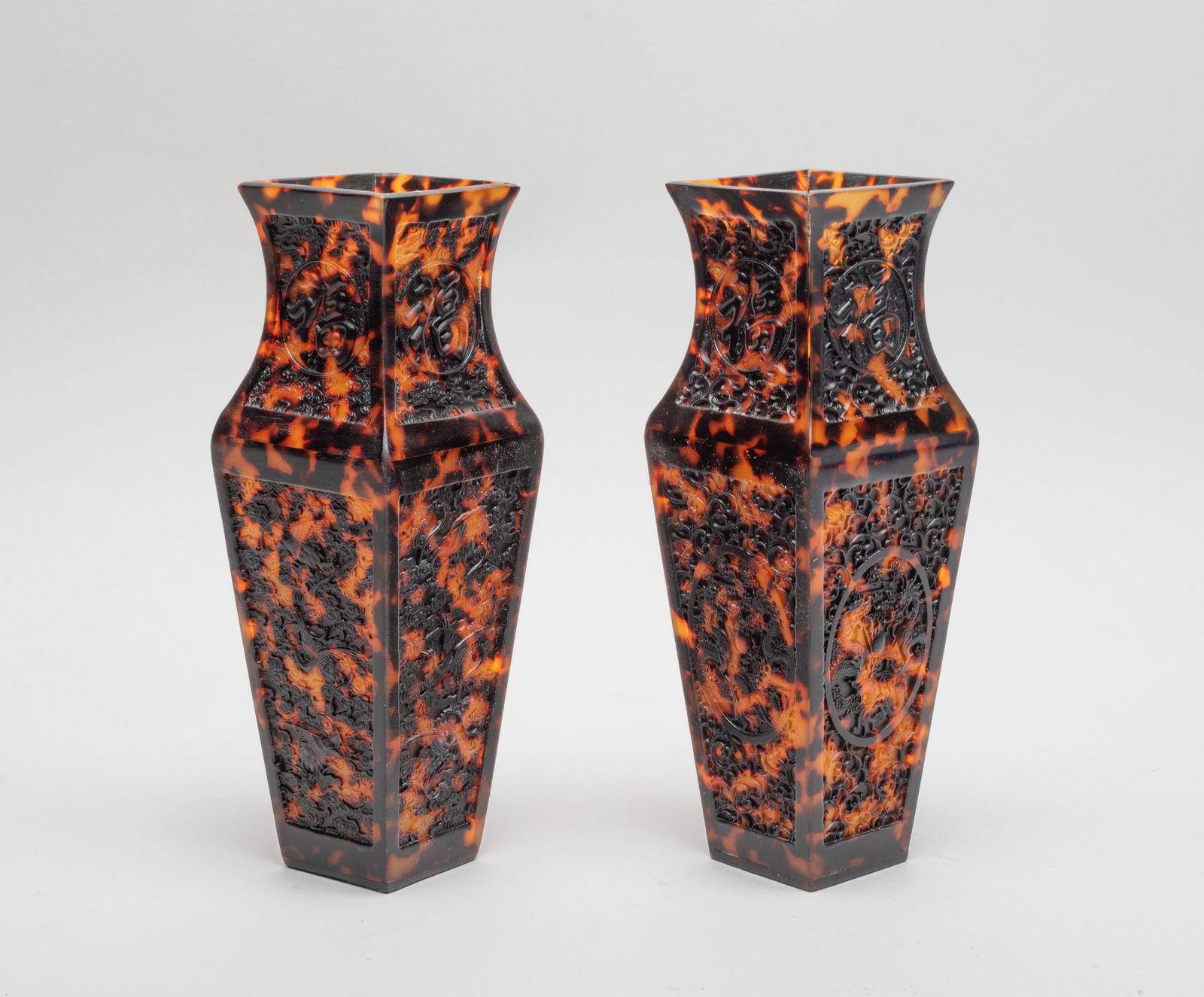 Pair Chinese Export Carved Vases (1 of 11)