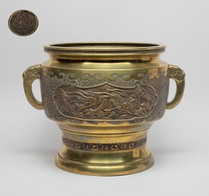 Large Vintage Japanese Brass Censer