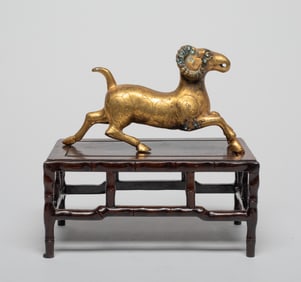 Chinese Bronze Sculpture on Wood Stand