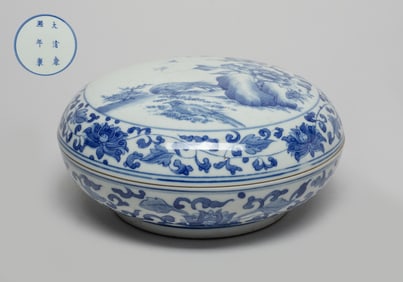 Chinese Blue & White Porcelain Covered Box