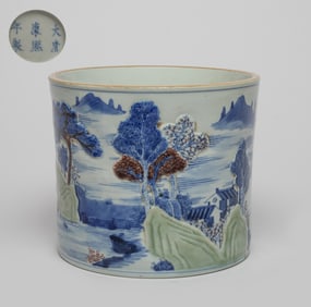 Chinese Export Porcelain Large Brush Pot