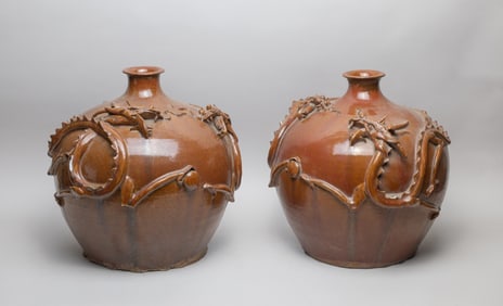 Two Large Chinese Garden Used Porcelain Jars