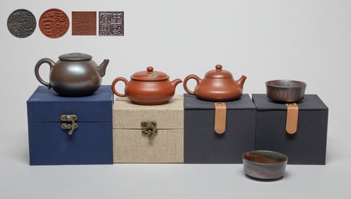 Estate Chinese Zisha Tea Pots & Cups