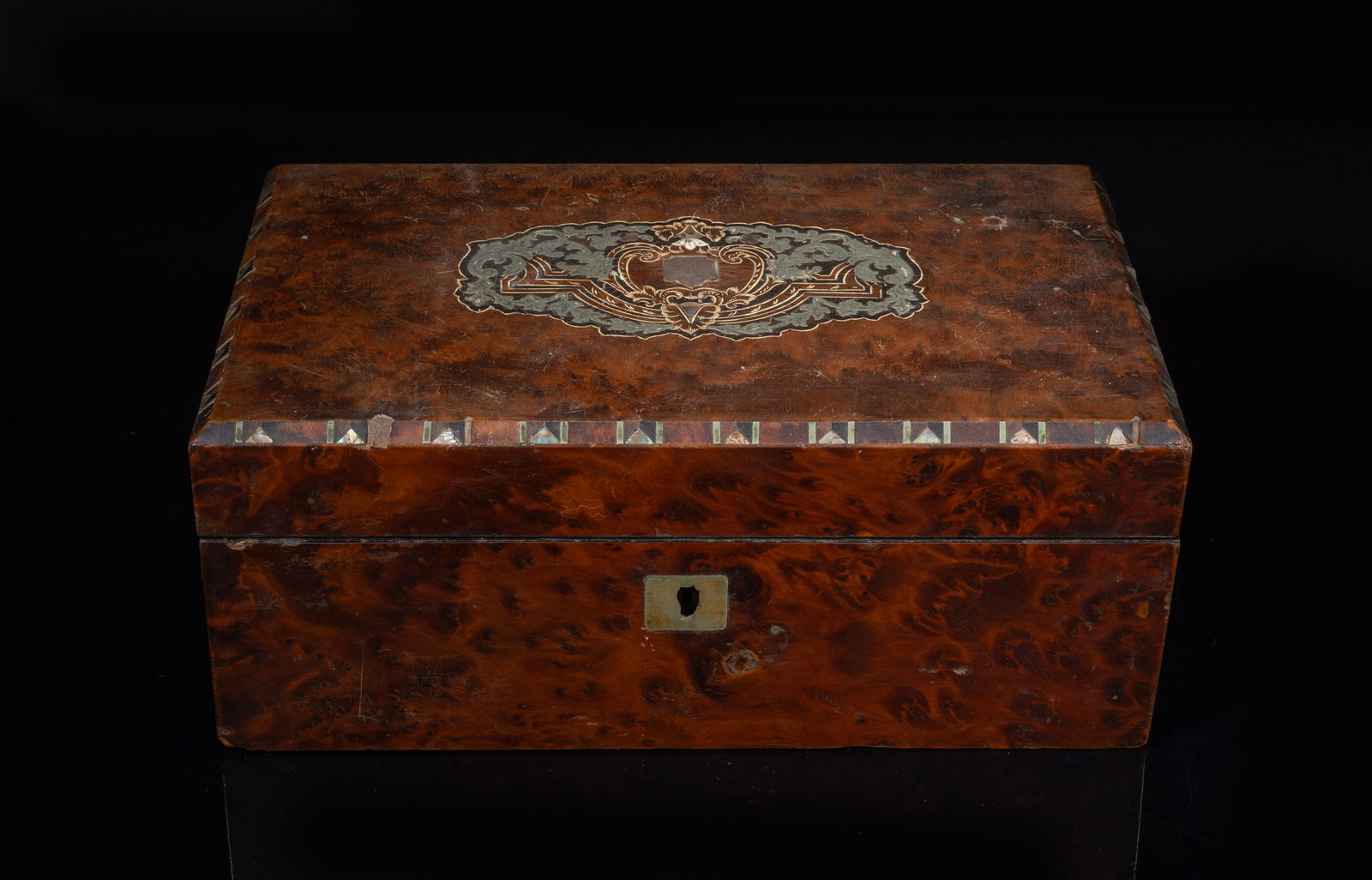Antique Continental Burl Wood Box (1 of 10)