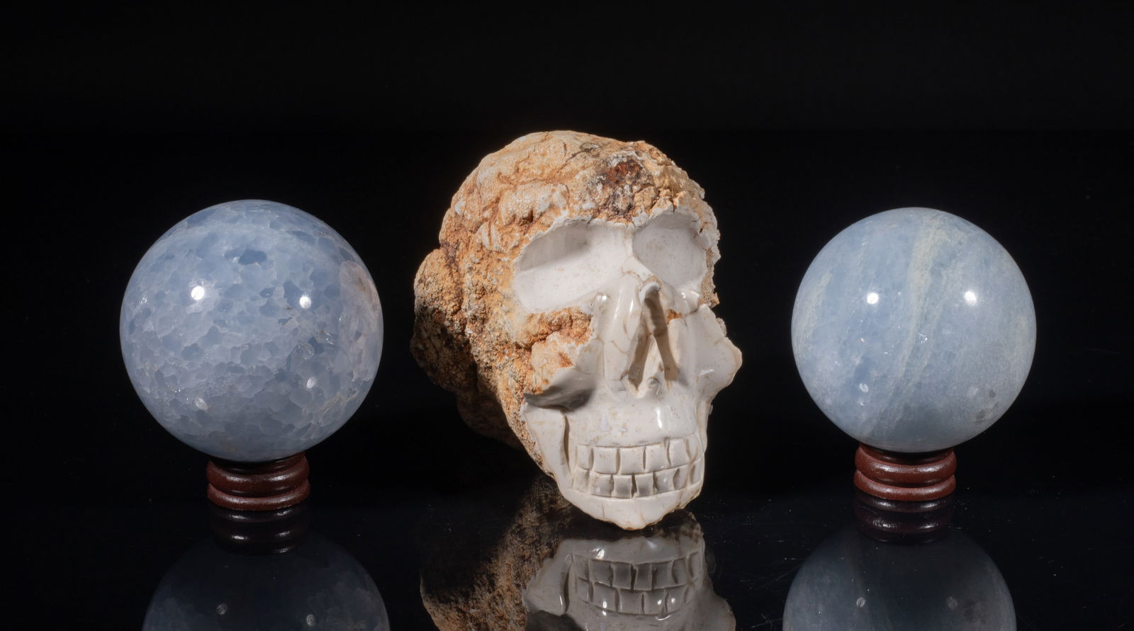 Mid-century Aquamarine Balls & Gemstone Skull (1 of 11)