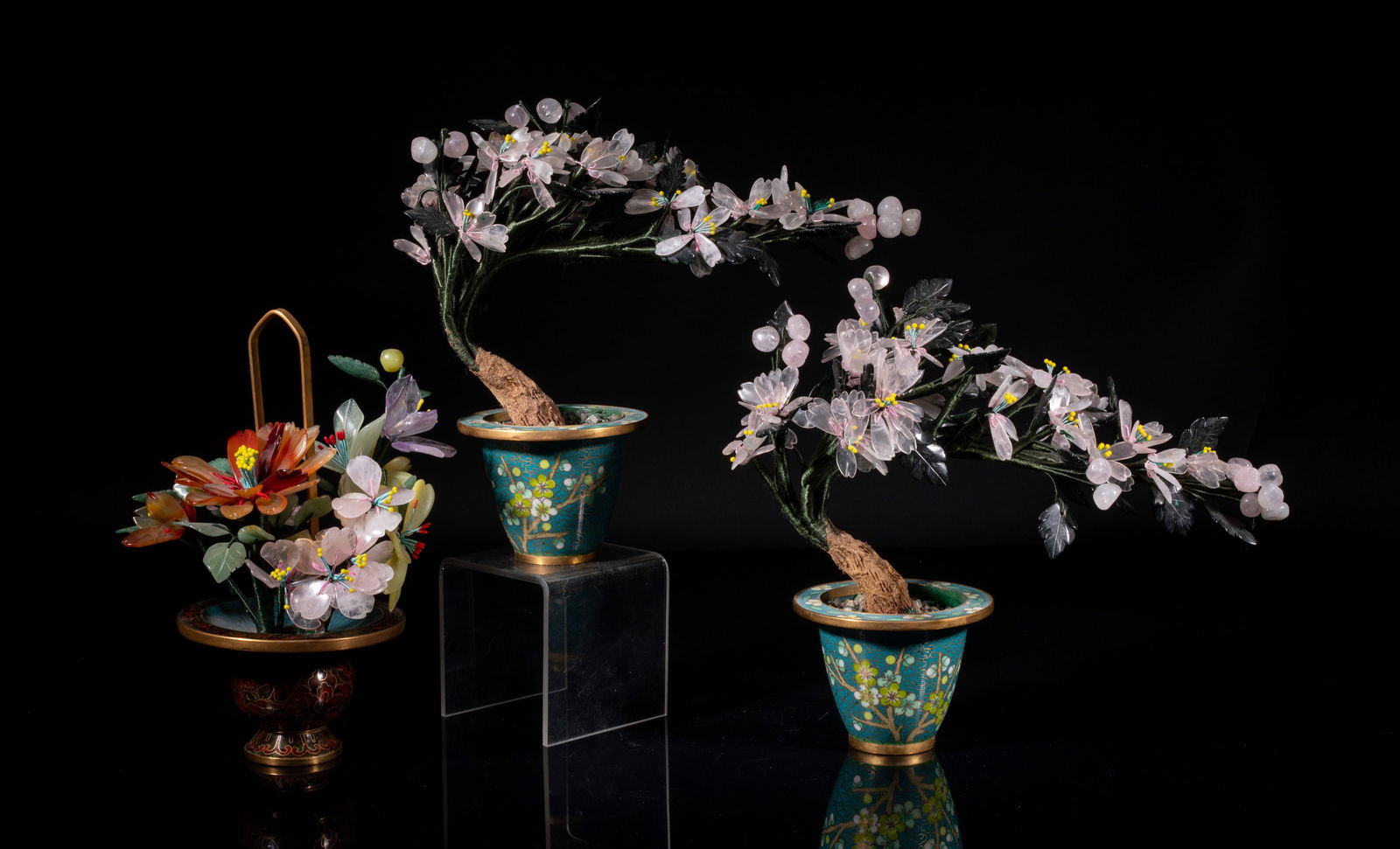 Chinese Jade, Quartz & Cloisonne Bonsai (1 of 11)