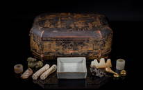 Important Chinese Porcelain & Jade Writing Set