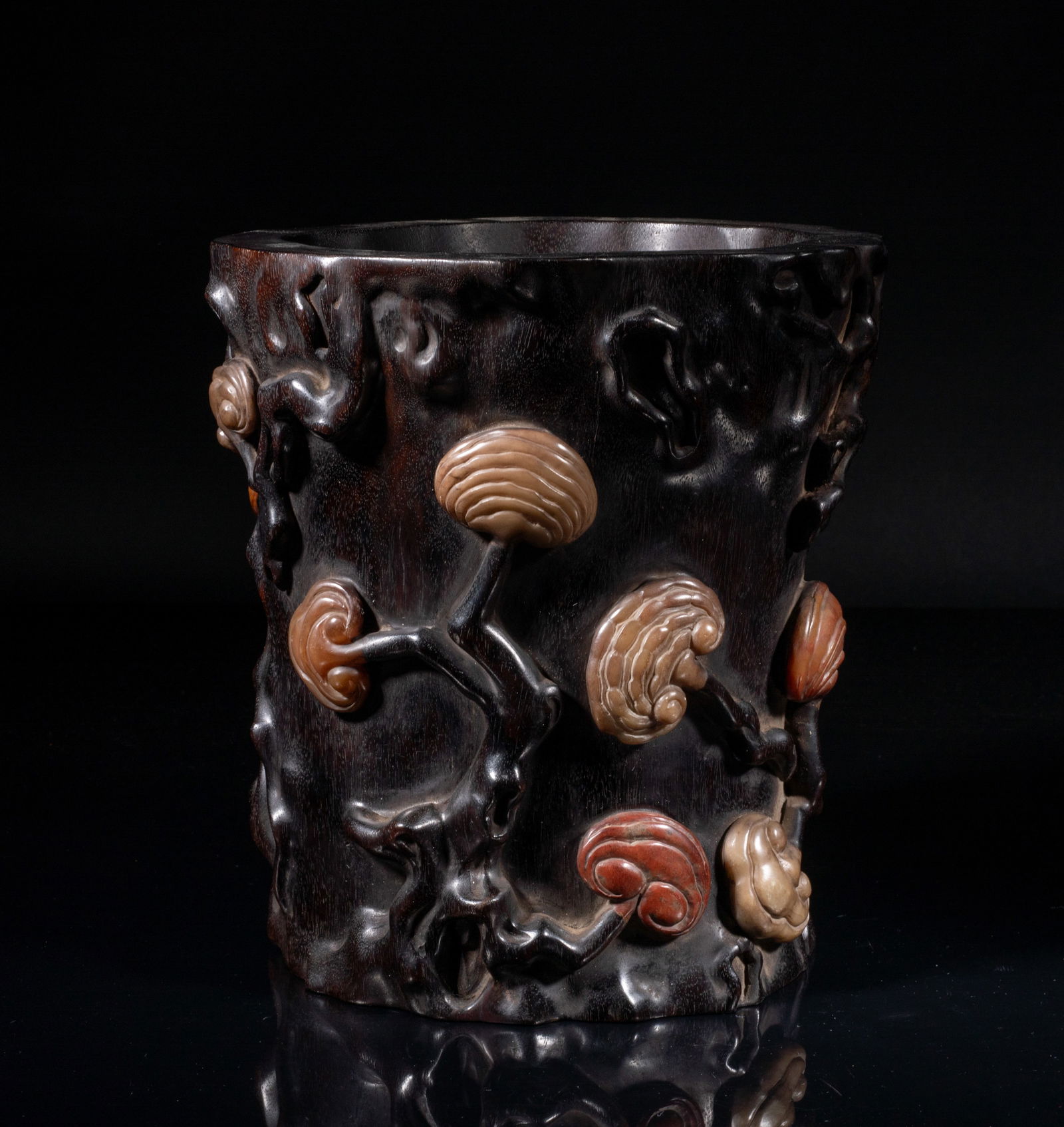 Heavy Chinese Wood Carved Brush Pot (1 of 12)