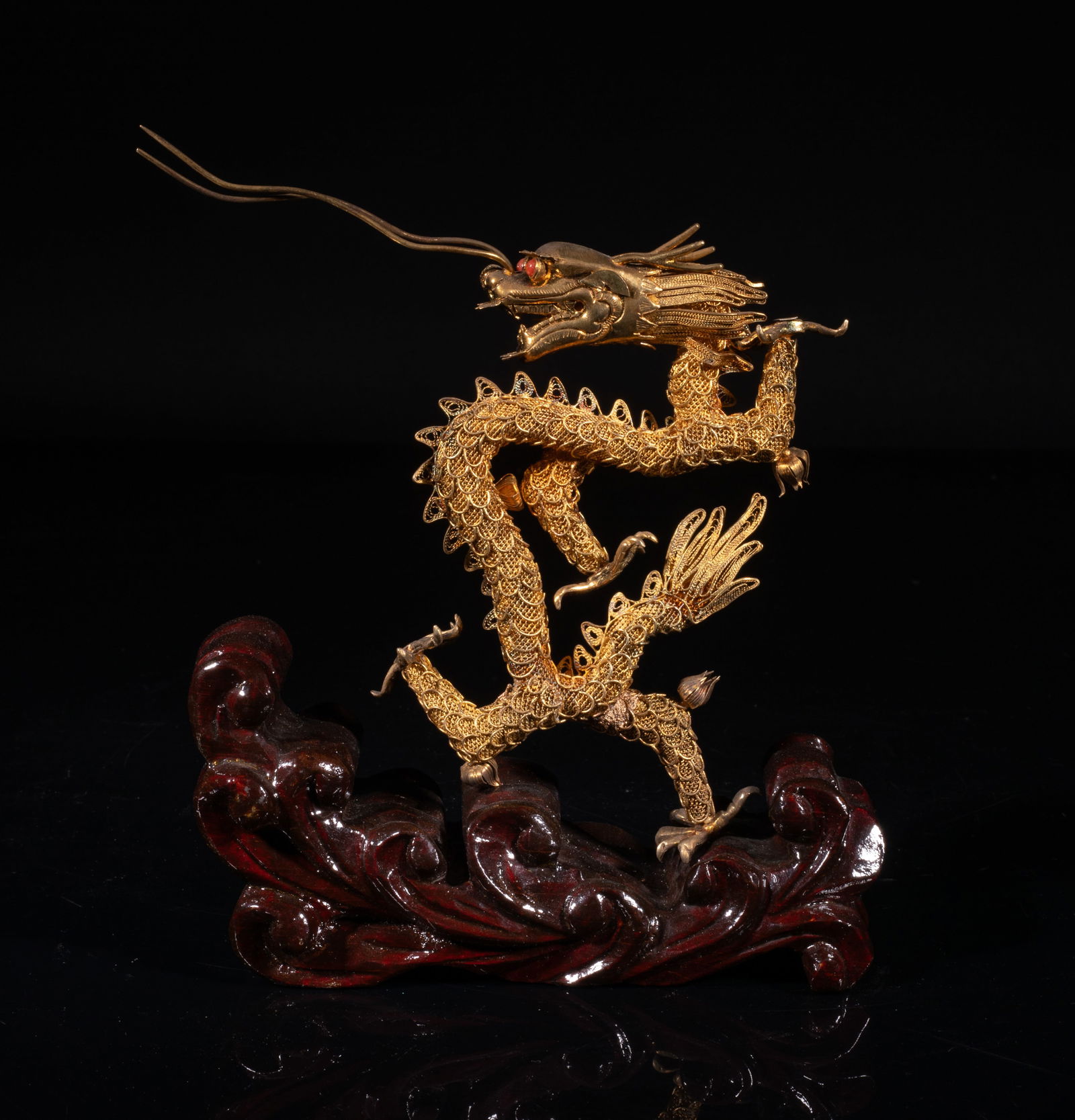 Chinese Export Gold on Silver Dragon Sculpture (1 of 11)