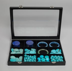 Lapis Boxes,Bangles & Turquoise Like Beads