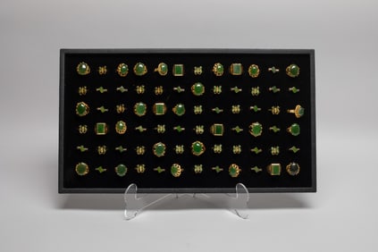 Vintage Chinese Gold Filled & Jade Rings
