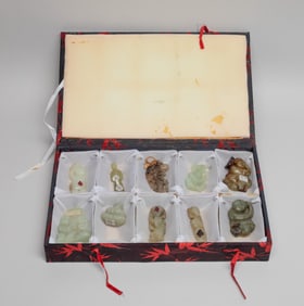 Estate Large Set Chinese Jade Figures