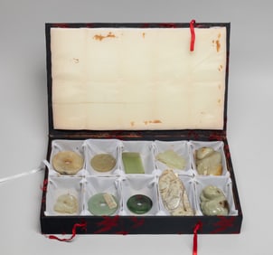 Large Set Chinese Export Jade Carvings