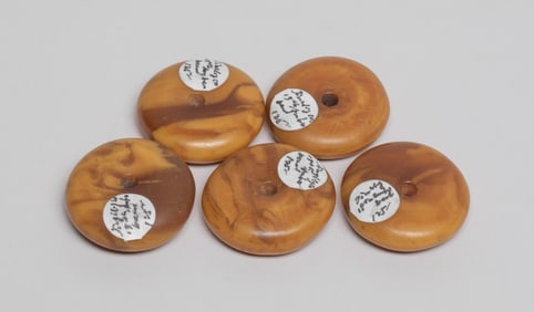 Chinese Sino-Tibetan Amber Dish Beads