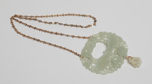 Chinese Export Large Jade Pendant