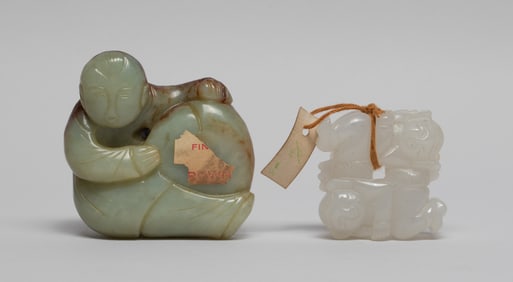 Two Chinese Jade Carved Figures