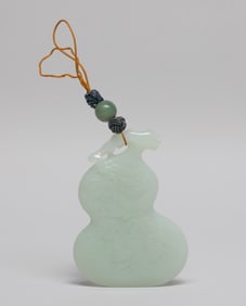 Large Chinese White Jade Gourd Pendant