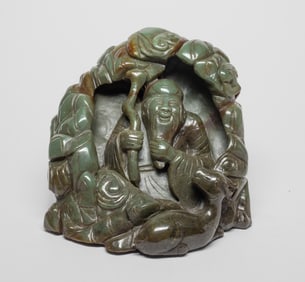 Large Chinese Export Jade Sculpture of Shoulao