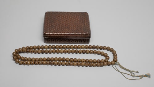 Chinese Agarwood Prayer Beads w/ Brass Box