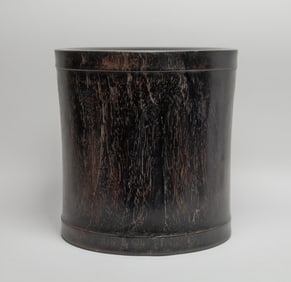 Massive Chinese Wood Brush Pot
