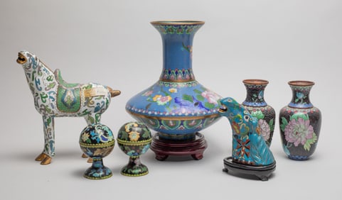 Chinese Export Cloisonne Vases & Sculptures