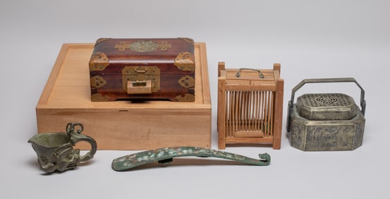 Chinese Brass, Bronze & Wood Pieces