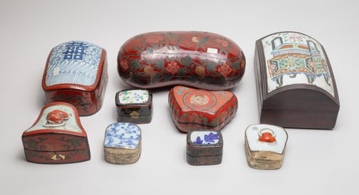 Chinese Lacquer, Wood & Metal boxes.