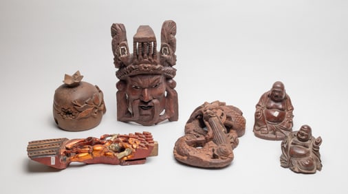 Large Set Chinese Wood Carvings.