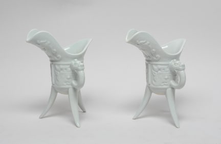 Two Chinese Blanc De Porcelain Cups